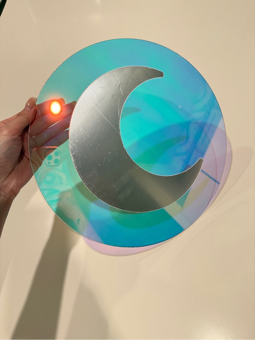 RARE Iridescent Crescent Moon Wall Decor - Blue/Green